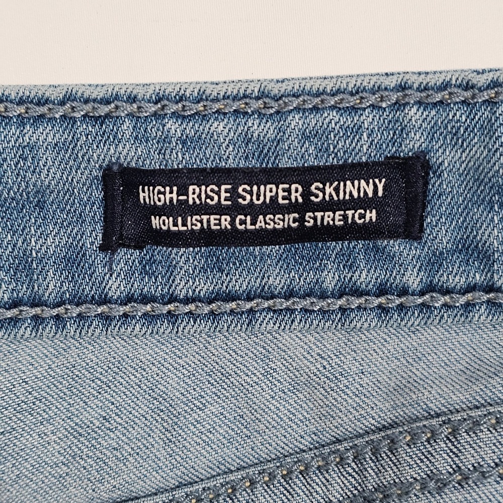 Hollister High-Rise Super Skinny Womens 3S Blue Distressed Denim Jeans Casual - Picture 7 of 8